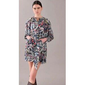 NWT chufy lia belted Shirt dress blue oversized Glacier ice Size Small